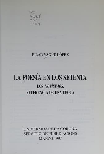 Portada de La poesía en los setenta