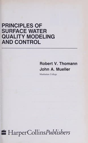 Portada de Principles of surface water quality modeling and control