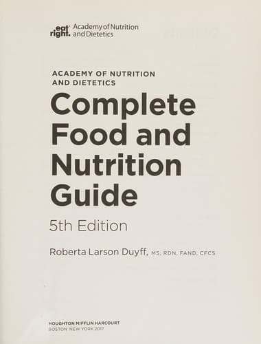Portada de Academy of Nutrition and Dietetics complete food and nutrition guide