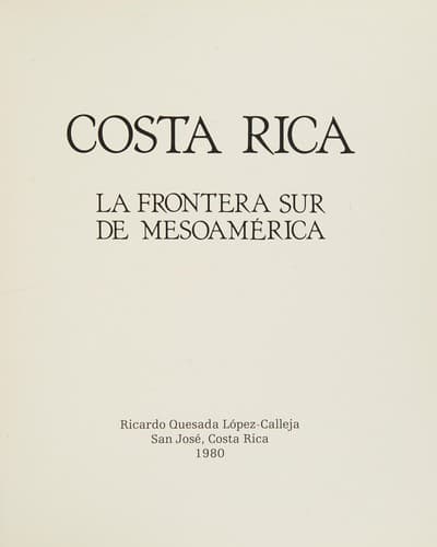 Portada de Costa Rica, la frontera sur de Mesoamérica