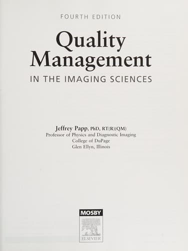 Portada de Quality management in the imaging sciences