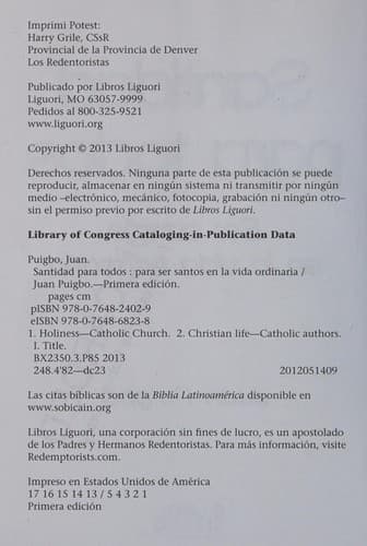 Portada de Santidad para todos