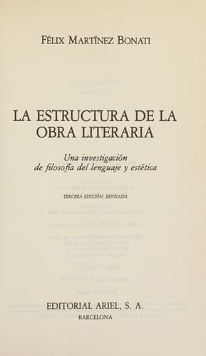 Portada de La estructura de la obra literaria