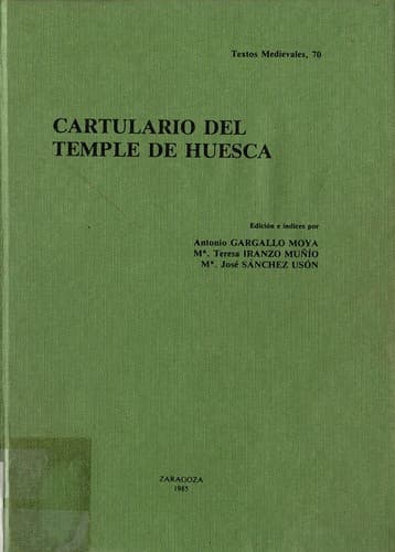 Portada de Cartulario del Temple de Huesca