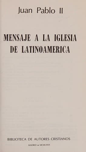 Portada de Mensaje a la iglesia de Latinoamerica