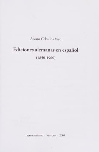 Portada de Ediciones alemanas en español (1850-1900)