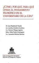 Portada de Cómo por qué, para qué opera el pensamiento filosófico en el universitario de laUIA