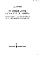 Portada de De Bernat Metge a Joan Roís de Corella