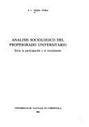 Portada de Análisis sociológico del profesorado universitario
