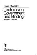 Portada de Lectures on government and binding