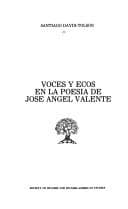 Portada de Voces y ecos en la poesía de José Angel Valente