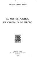 Portada de El mester poético de Gonzalo de Berceo