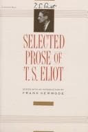 Portada de Selected prose of T. S. Eliot