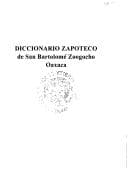 Portada de Diccionario zapoteco de San Bartolomé Zoogocho, Oaxaca