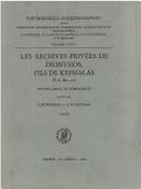 Portada de Les Archives Privees De Dionysios, Fils De Kephalas