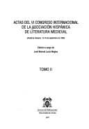 Portada de Actas del VI Congreso Internacional de la Asociación Hispánica de Literatura Medieval