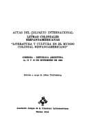 Portada de Actas del Coloquio Internacional Letras Coloniales Hispanoamericanas: Literatura y cultura en el mundo colonial hispanoamericano