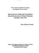 Portada de Aportes para el estudio sobre las políticas educativas durante el primer peronismo