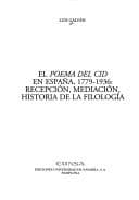 Portada de El poema del Cid en España, 1779-1936