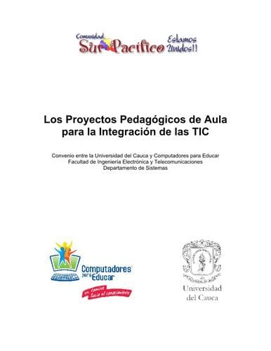 Portada de Los Proyectos Pedagógicos de Aula para la Integración de las TIC