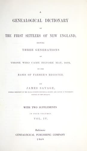 Portada de A genealogical dictionary of the first settlers of New England