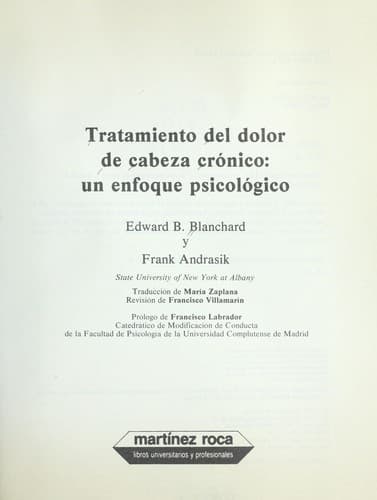 Portada de Tratamiento del dolor de cabeza cro nico
