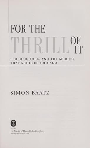 Portada de For the Thrill of It