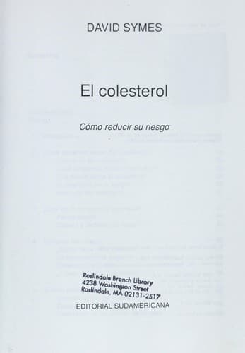 Portada de Colesterol, El