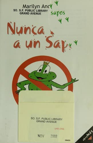 Portada de Nunca beses a un sapo