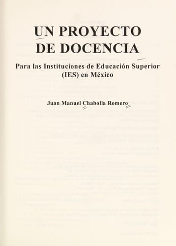 Portada de Un proyecto de docencia