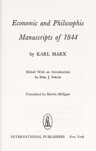 Portada de Economic and Philosophic Manuscripts of 1844