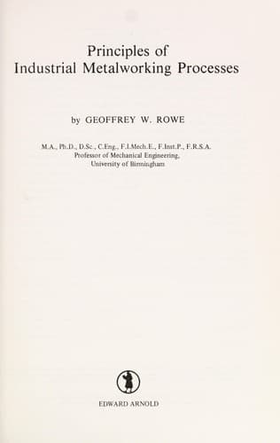 Portada de Principles of industrial metalworking processes