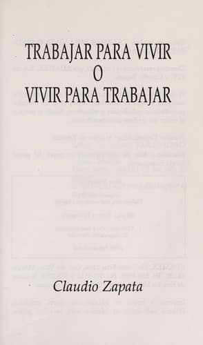 Portada de Trabajar para vivir o vivir para trabajar