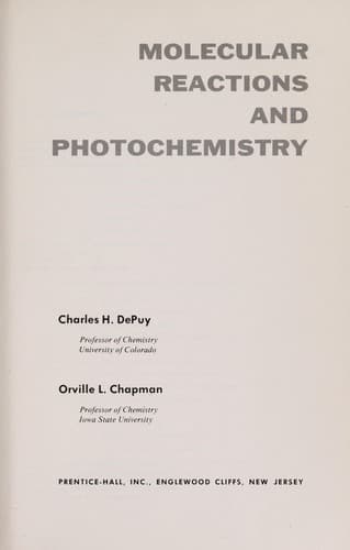 Portada de Molecular reactions and photochemistry