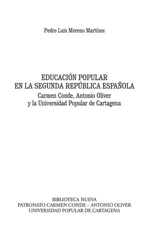 Portada de Educación popular en la Segunda República Española