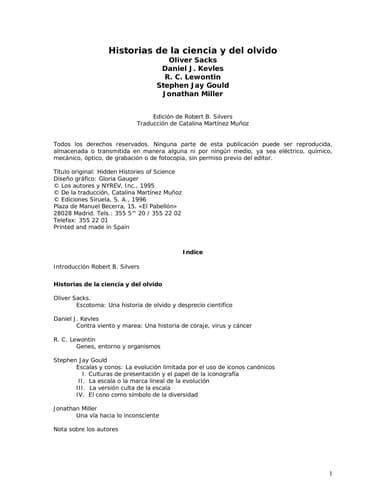 Portada de Historias de la ciencia y del olvido