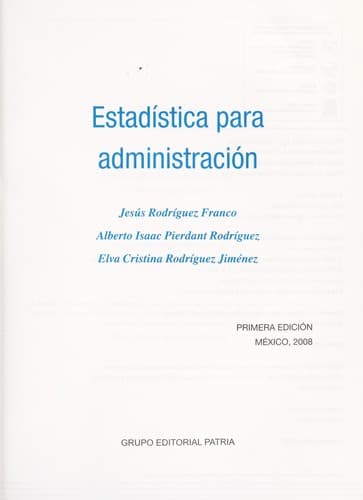 Portada de Estadística para administración