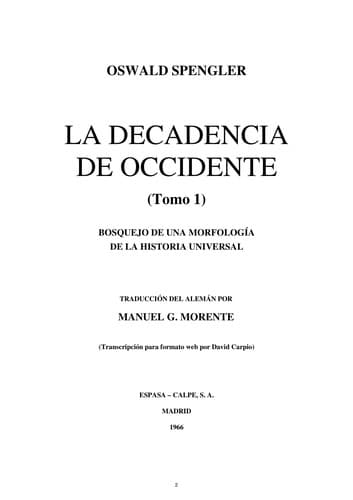 Portada de La decadencia de Occidente