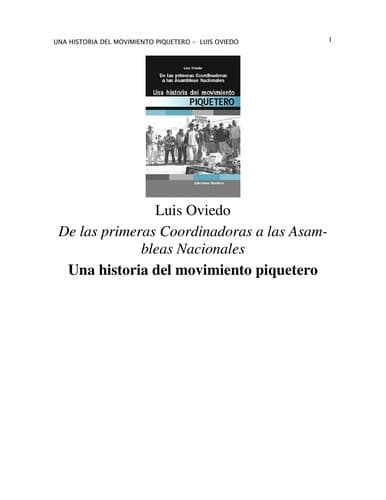 Portada de Una historia del movimiento piquetero