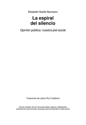 Portada de LA Espiral Del Silencio