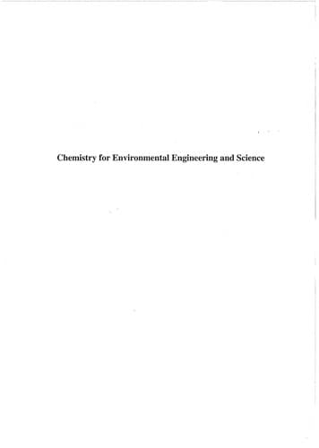 Portada de Chemistry for environmental engineering and science
