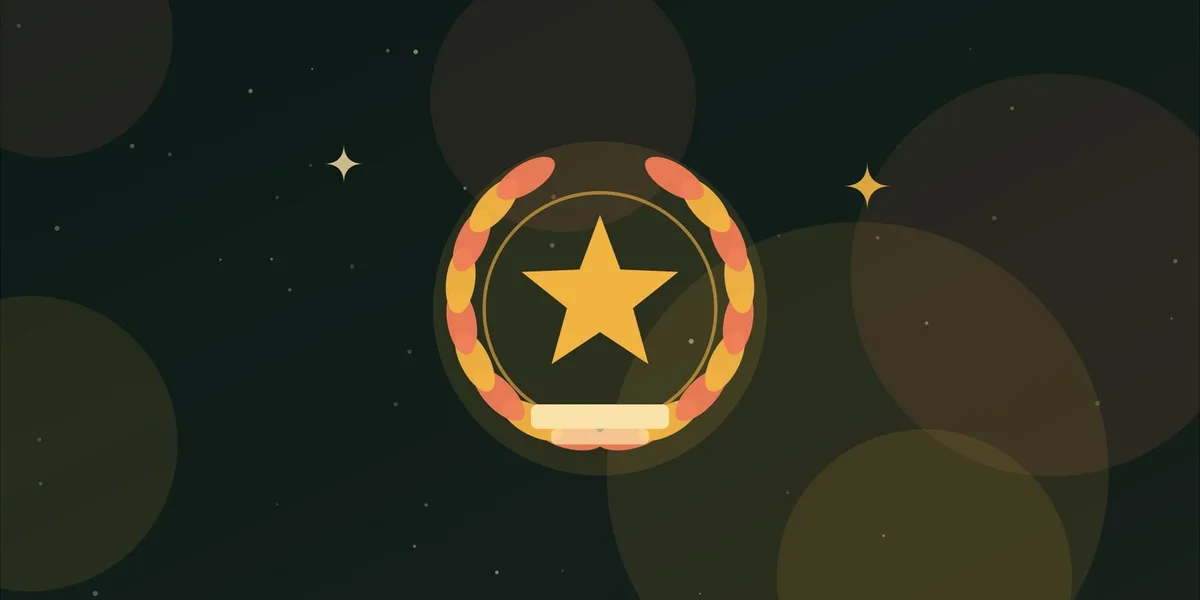Ilustración de una corona de laurel con una estrella, símbolo de premio