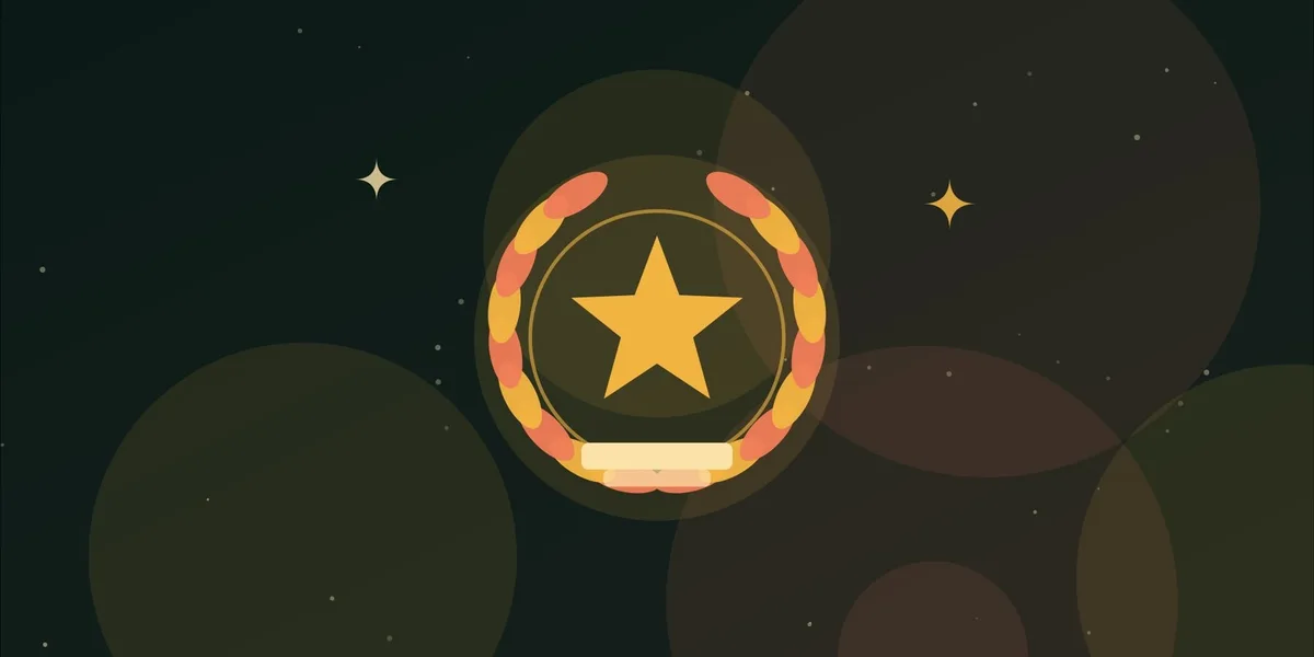 Ilustración de una corona de laurel con una estrella, símbolo de premio