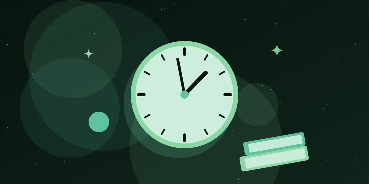 Ilustración de un reloj y un libro: el tiempo para leer
